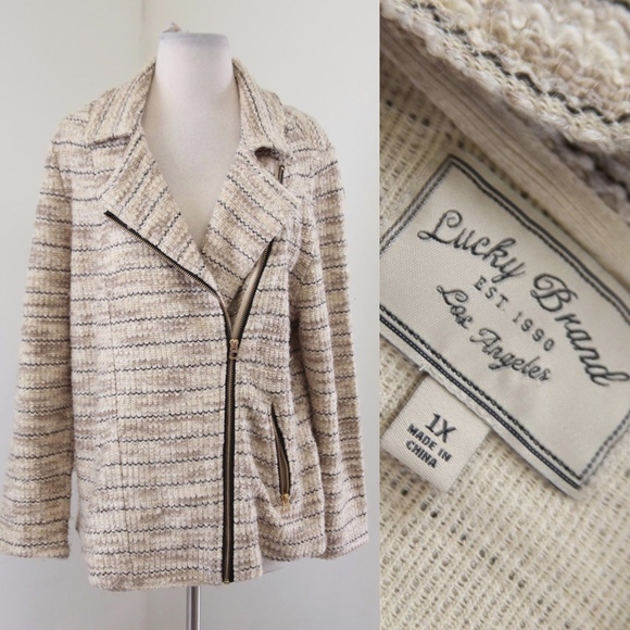 Lucky Brand Jackets & Blazers - Lucky Brand Tweed Asymmetric Zip Moto Jacket
